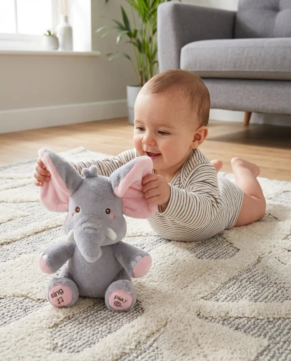 Elephant Plush Toy Interactive Peekaboo & Sing-Along Modes