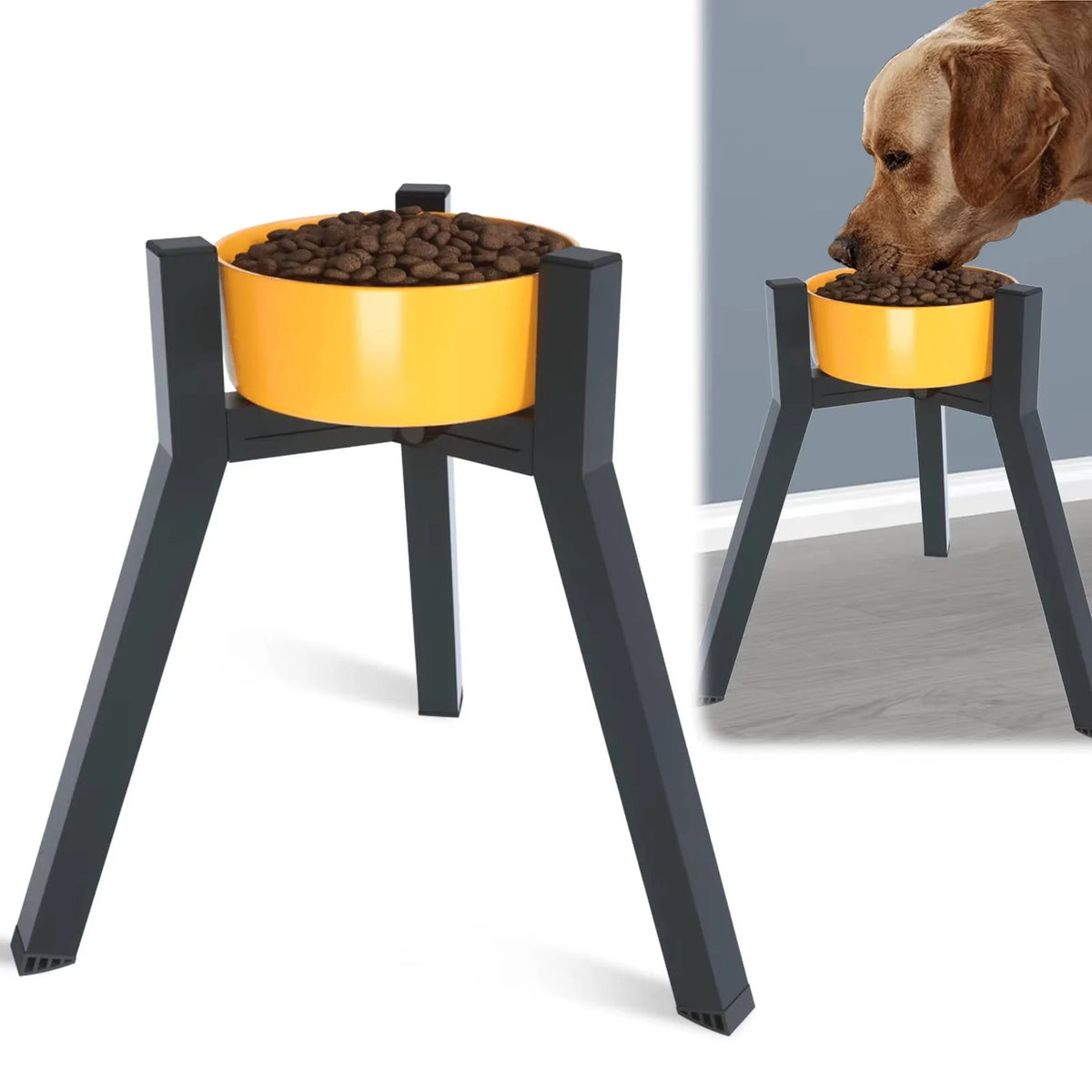 Elevated Dog Bowl Stand Adjustable Foldable Metal Frame 13.7 Inch Height
