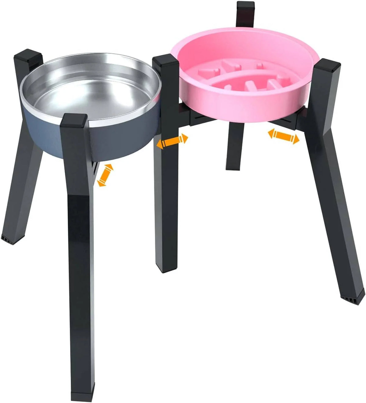Elevated Dog Bowl Stand Adjustable Foldable Metal Frame 13.7 Inch Height