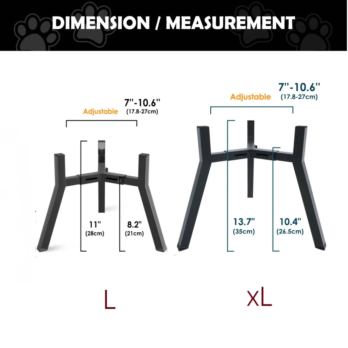Elevated Dog Bowl Stand Adjustable Foldable Metal Frame 13.7 Inch Height