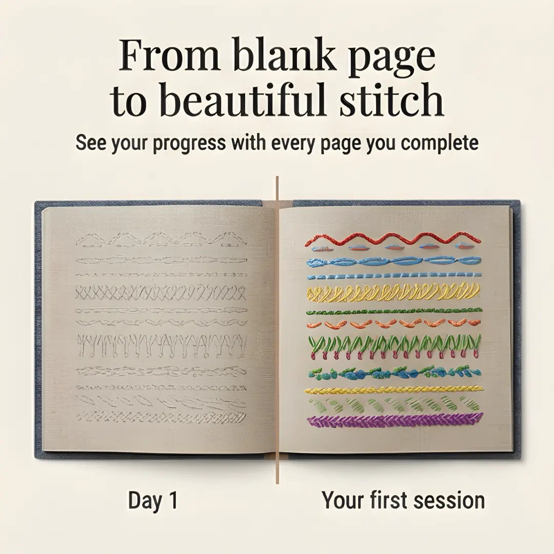 Embroidery Kit 106 Stitch Patterns Removable Linen Pages