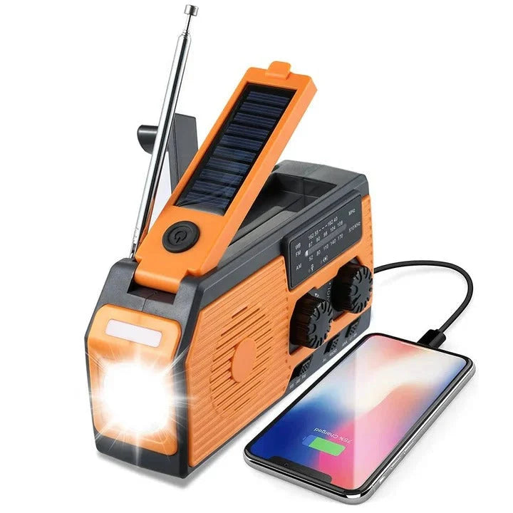 Emergency Weather Radio Solar & Hand Crank Charging 5000mAh Battery USB Phone Charger
