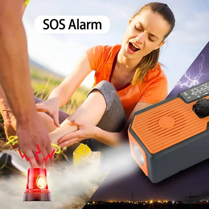Emergency Weather Radio Solar & Hand Crank Charging 5000mAh Battery USB Phone Charger