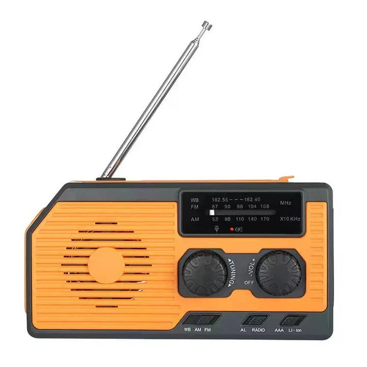 Emergency Weather Radio Solar & Hand Crank Charging 5000mAh Battery USB Phone Charger