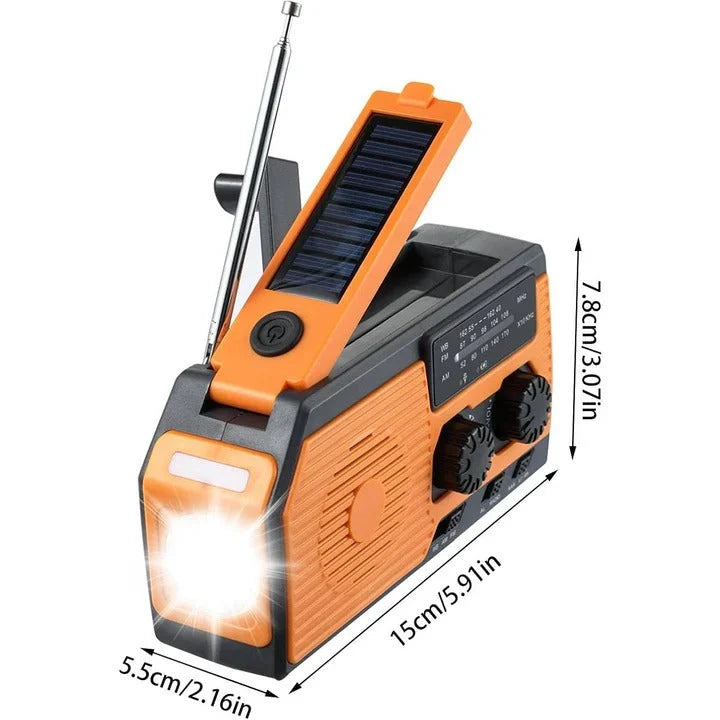 Emergency Weather Radio Solar & Hand Crank Charging 5000mAh Battery USB Phone Charger