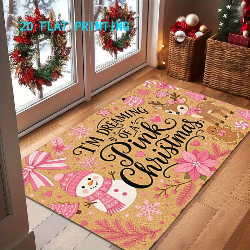 Entry Mat Gingerbread House Print Non-Slip Weather-Resistant