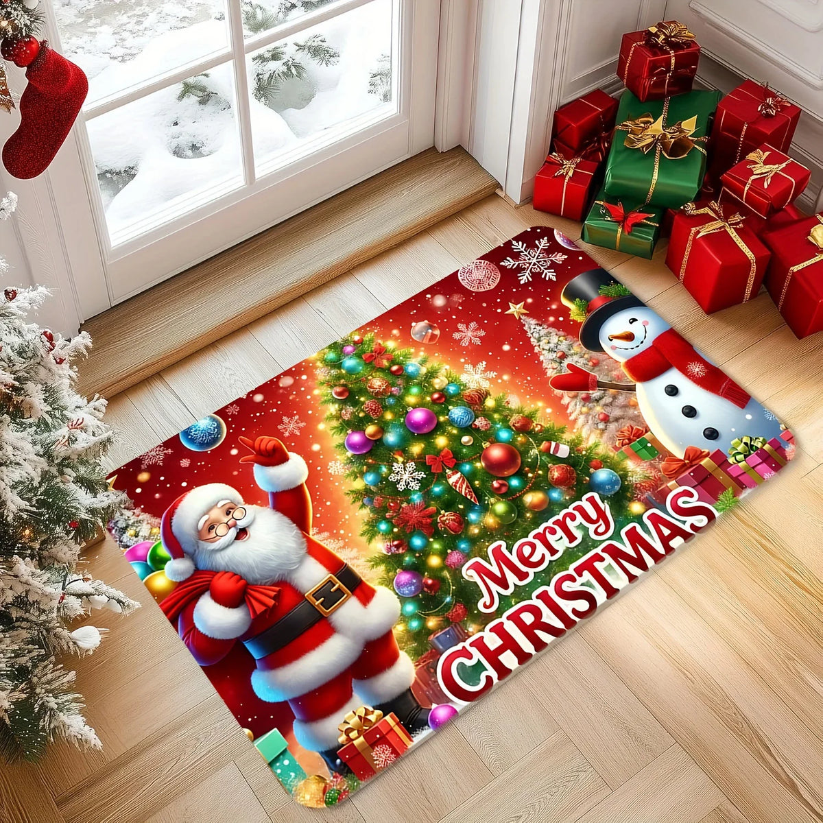 Entry Mat Gingerbread House Print Non-Slip Weather-Resistant