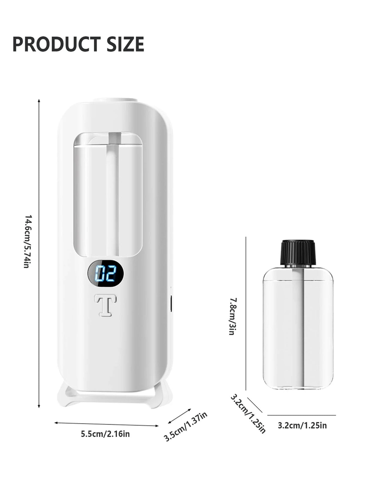 Essential Oil Diffuser Rechargeable Digital Display 5 Spray Modes Wall-Mountable