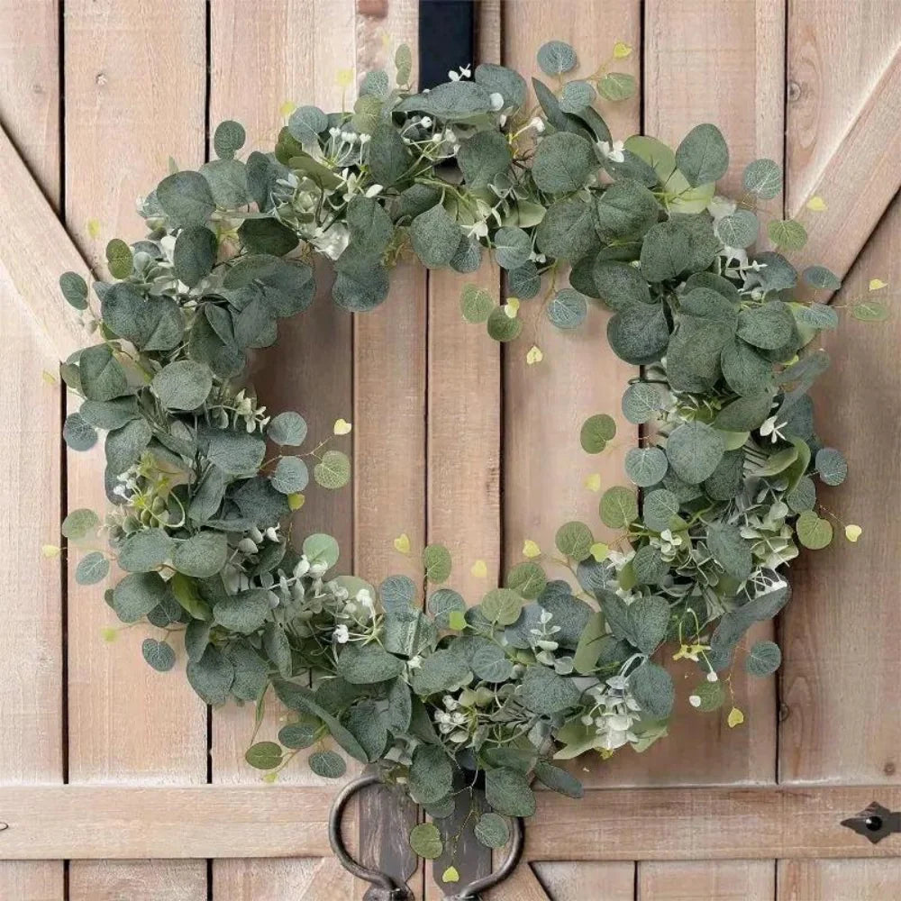 Eucalyptus Garland Faux Silk Leaves Flexible Stems 70.8-Inch
