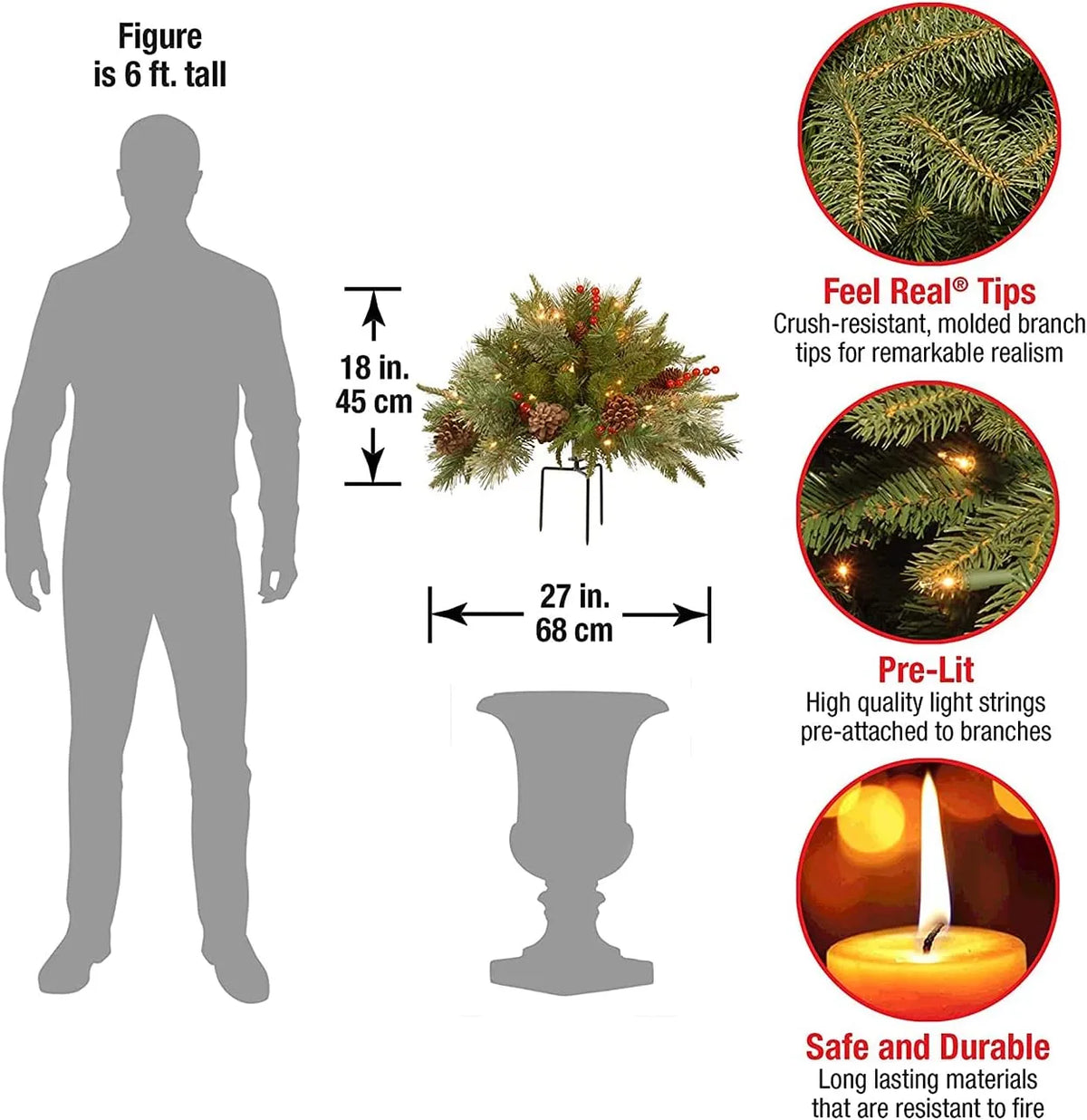 Evergreen Urn Filler Battery-Powered LED Lights With Timer