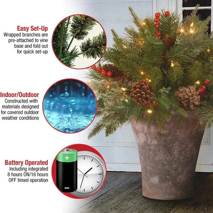 Evergreen Urn Filler Pre-Lit 35 Warm White Lights