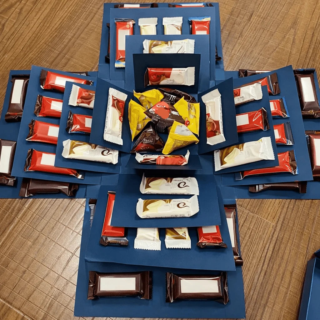 Explosion Gift Box Foldable Four-Panel Photo Display