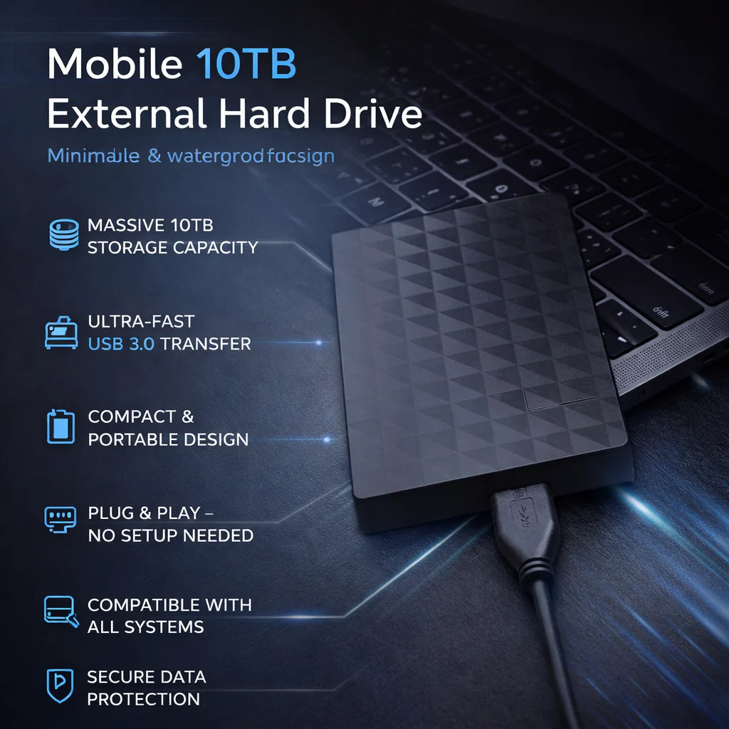 External Hard Drive 10TB USB 3.0 Compact