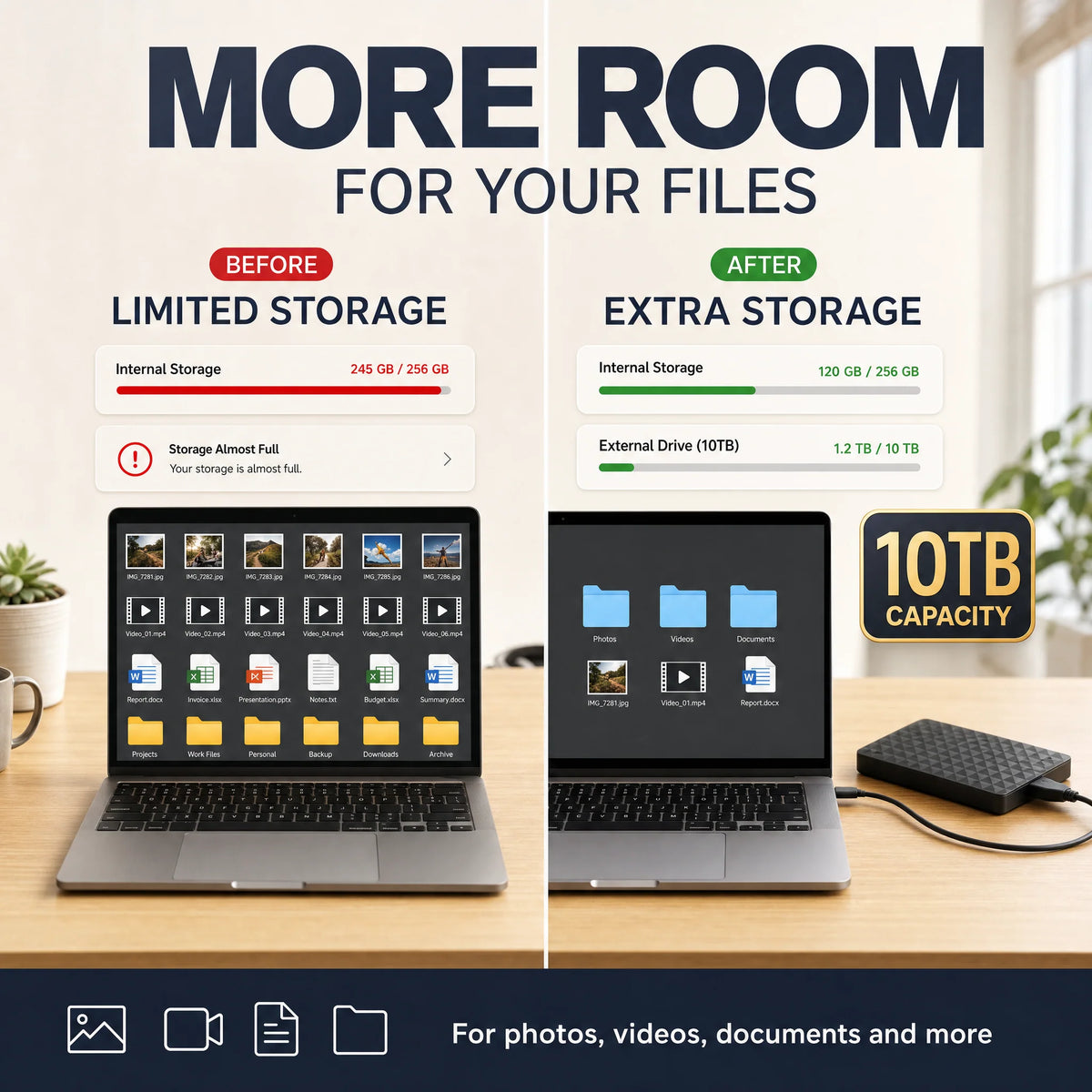 External Hard Drive 10TB USB 3.0 Compact