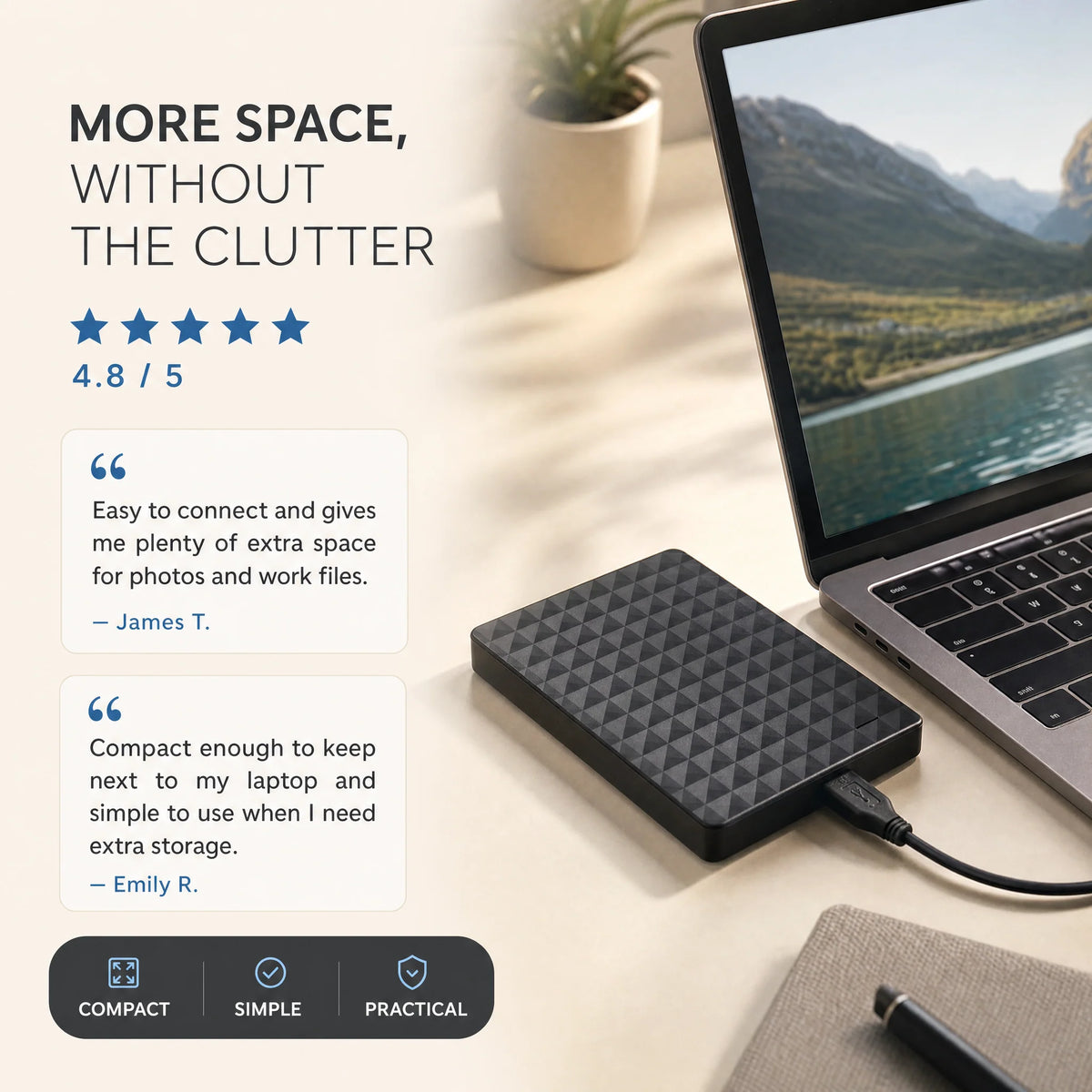 External Hard Drive 10TB USB 3.0 Compact
