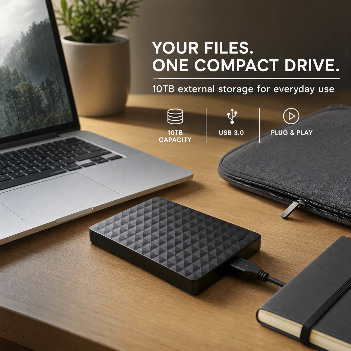 External Hard Drive 10TB USB 3.0 Compact