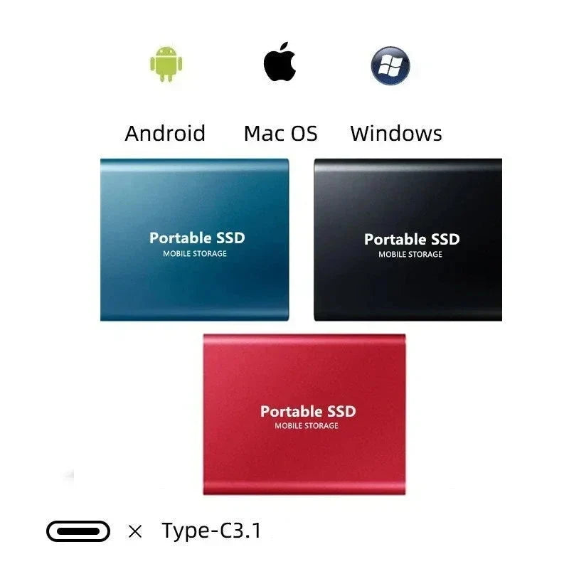 External SSD Drive 128TB Shock-Resistant Aluminum Casing