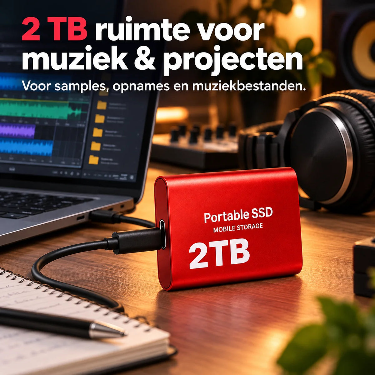 External SSD Portable USB-C 2TB Up to 1050 MB/s