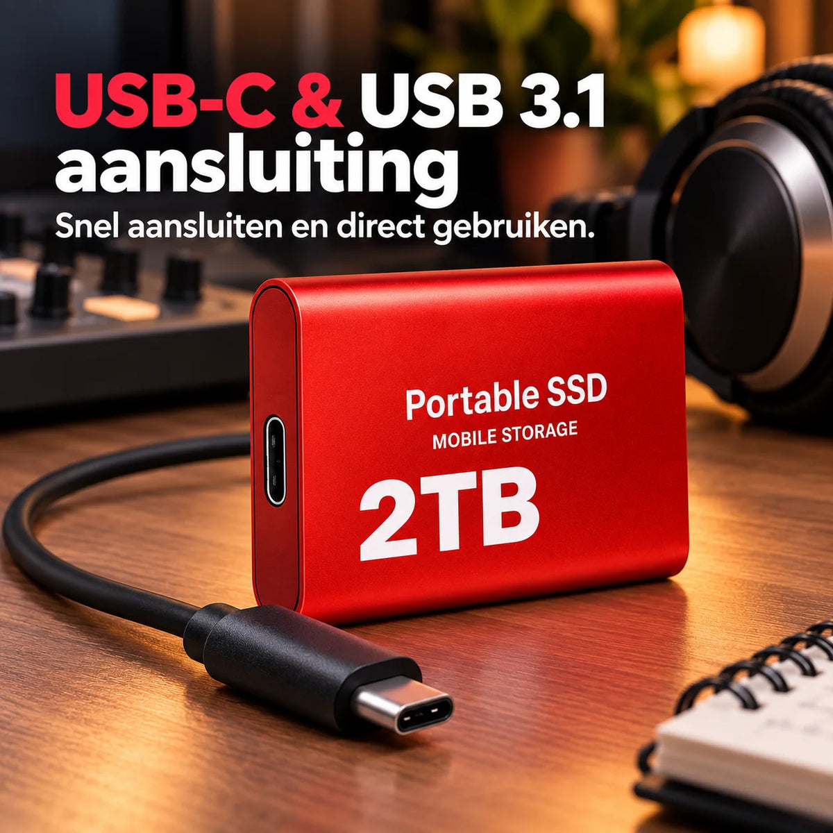 External SSD Portable USB-C 2TB Up to 1050 MB/s
