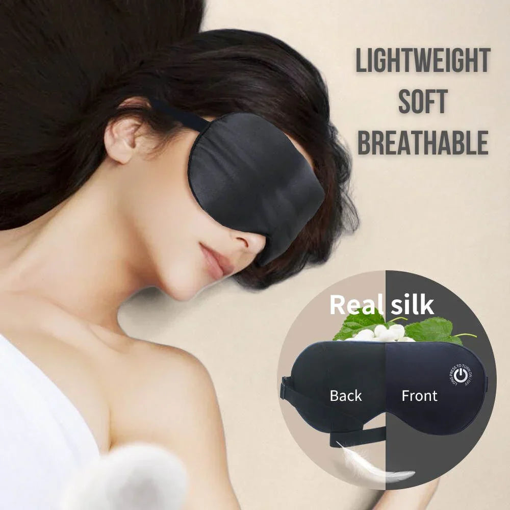 Eye Mask Heated Rechargeable Gentle Vibration Removable Silk Cover