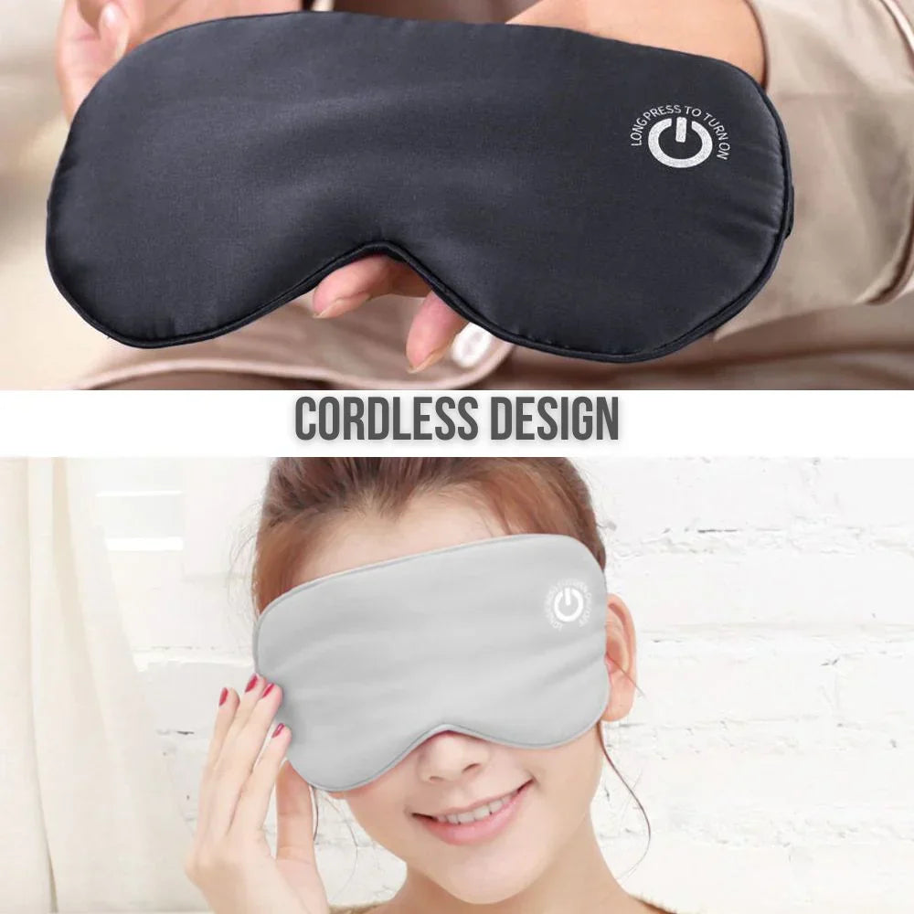 Eye Mask Heated Rechargeable Gentle Vibration Removable Silk Cover
