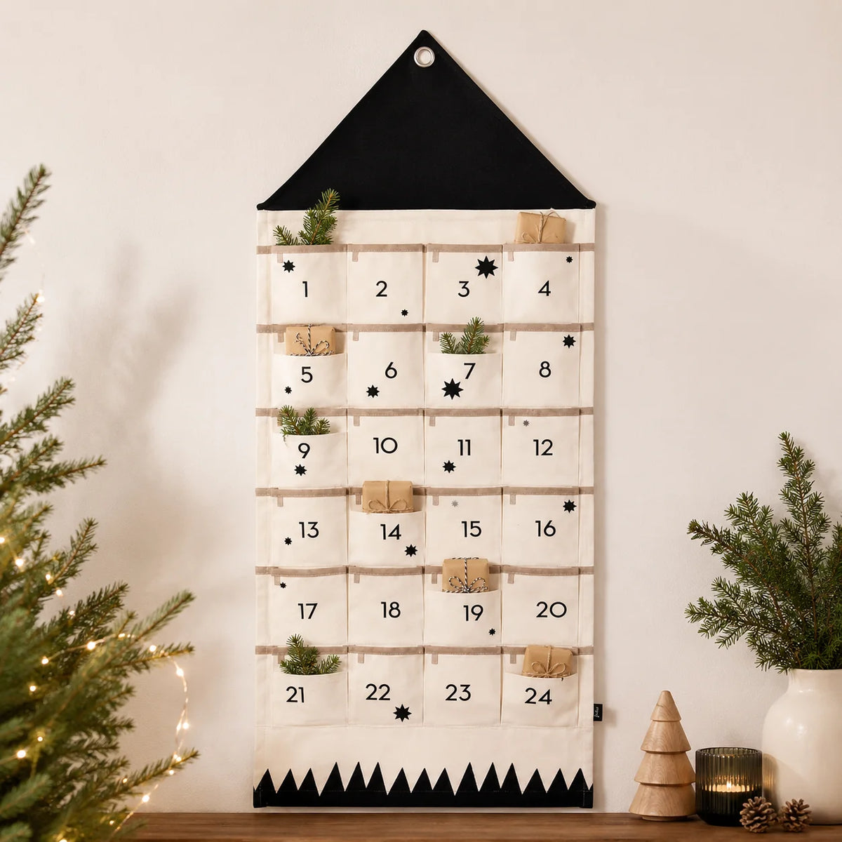 Fabric Advent Calendar 24 Numbered Pockets Reusable