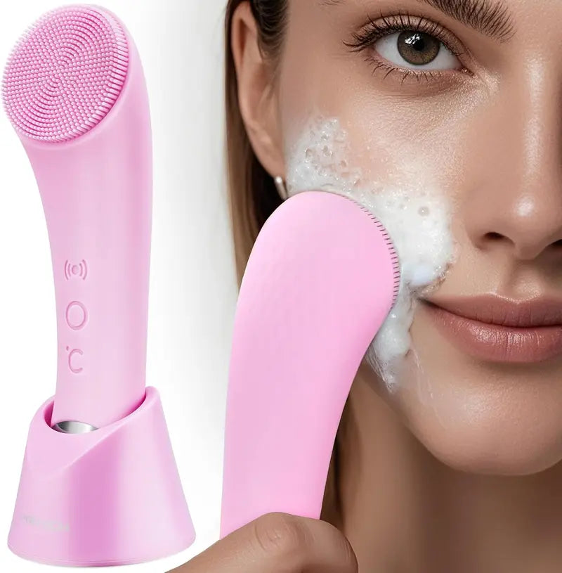 Facial Cleansing Brush Silicone Bristles Heated Tip