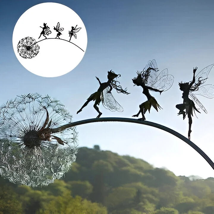 Fairy Garden Sculpture Powder-Coated Steel Weather-Resistant Indoor & Outdoor Decor