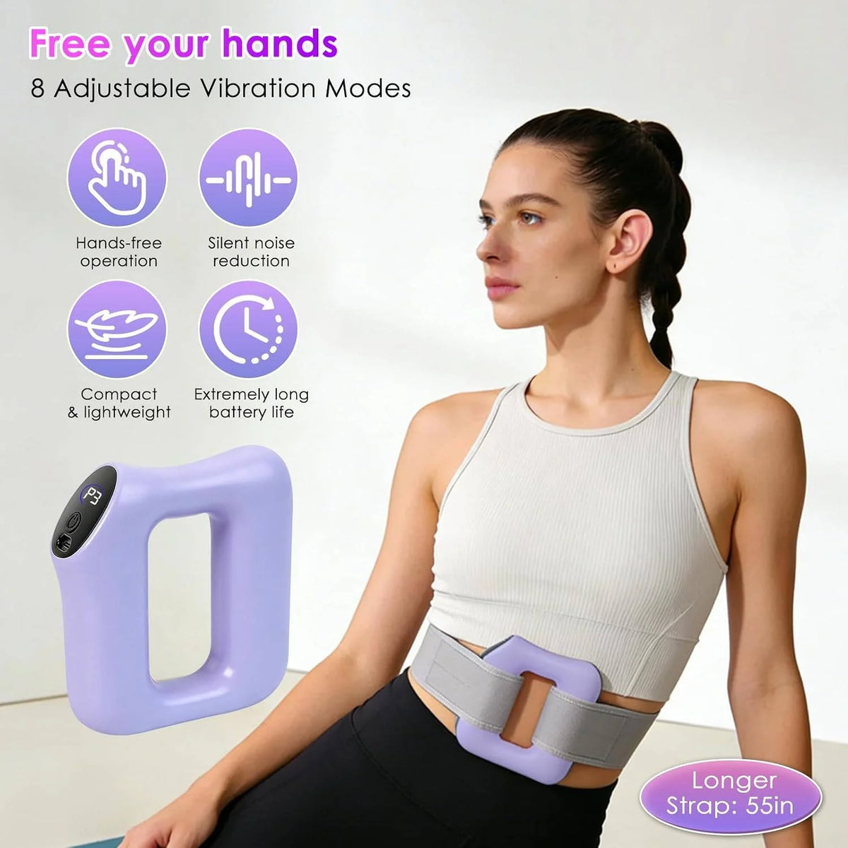 Fascia Ring Massager Adjustable Strap Warming 8 Vibration Modes