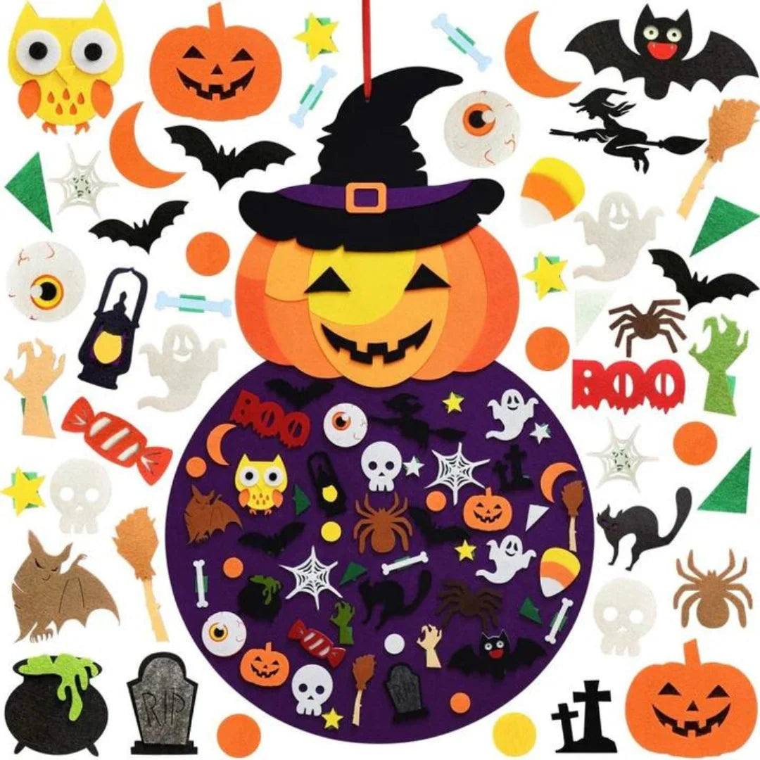 Felt Board Halloween Wall Hanging 50+ Reusable Pieces