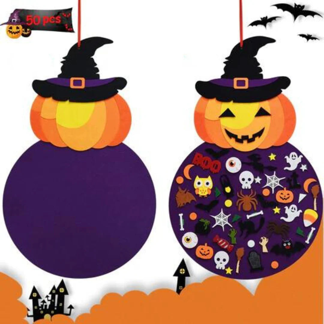Felt Board Halloween Wall Hanging 50+ Reusable Pieces