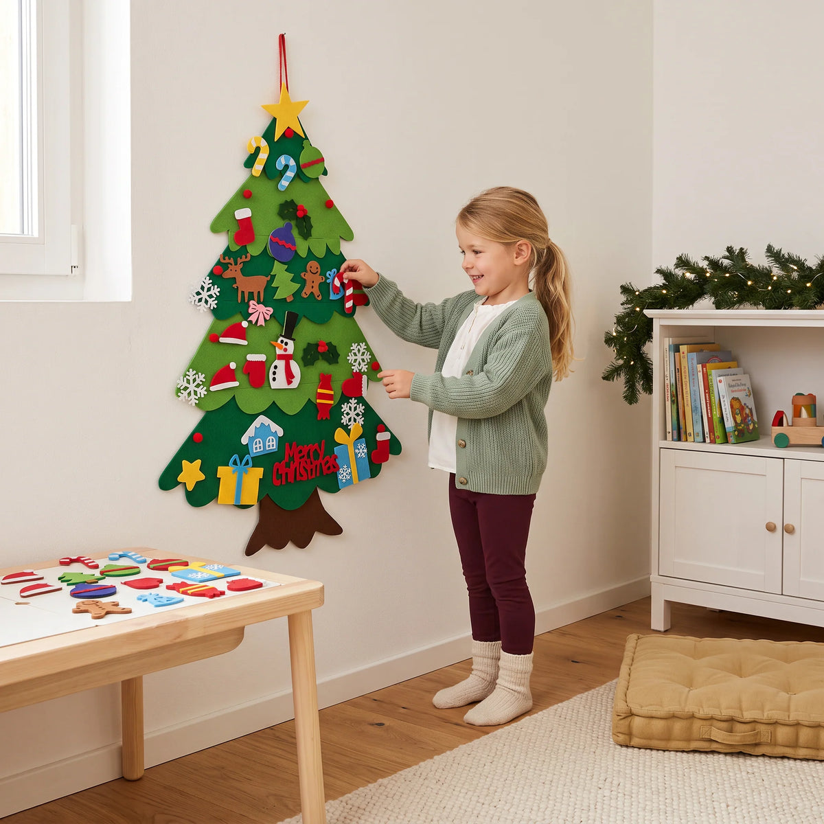 Felt Christmas Tree Removable Ornaments Reusable