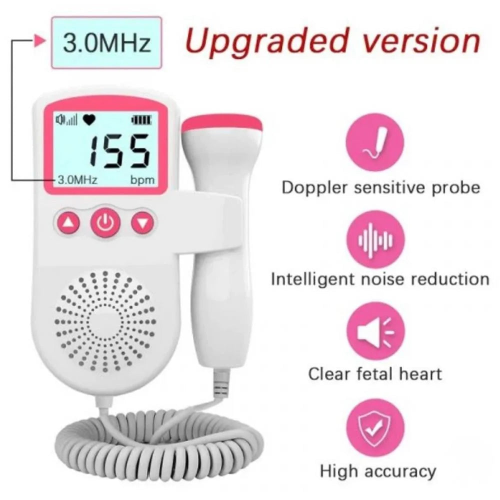 Fetal Doppler Monitor 3-Mode Backlit LCD Portable