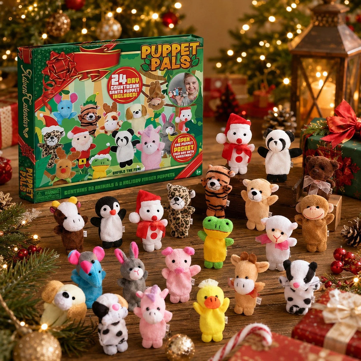 Finger Puppet Advent Calendar Plush Set of 24