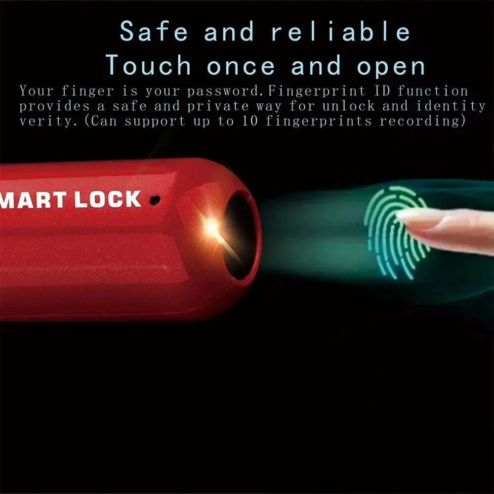Fingerprint Padlock Zinc Alloy Stores 10 Fingerprints