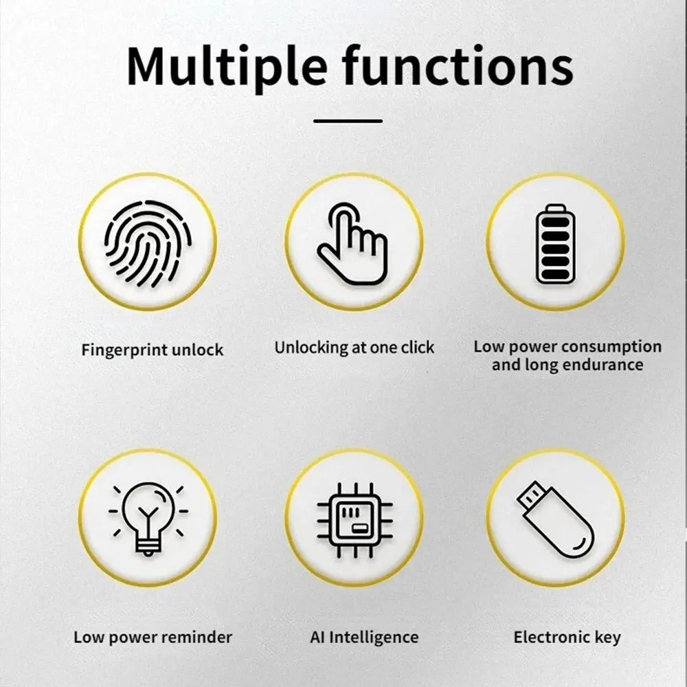 Fingerprint Padlock Zinc Alloy Stores 10 Fingerprints