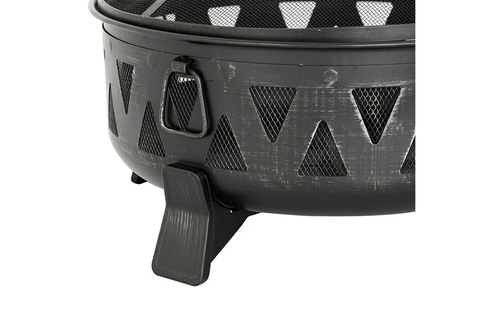 Fire Pit 30-Inch Steel Wood-Burning With Spark Screen