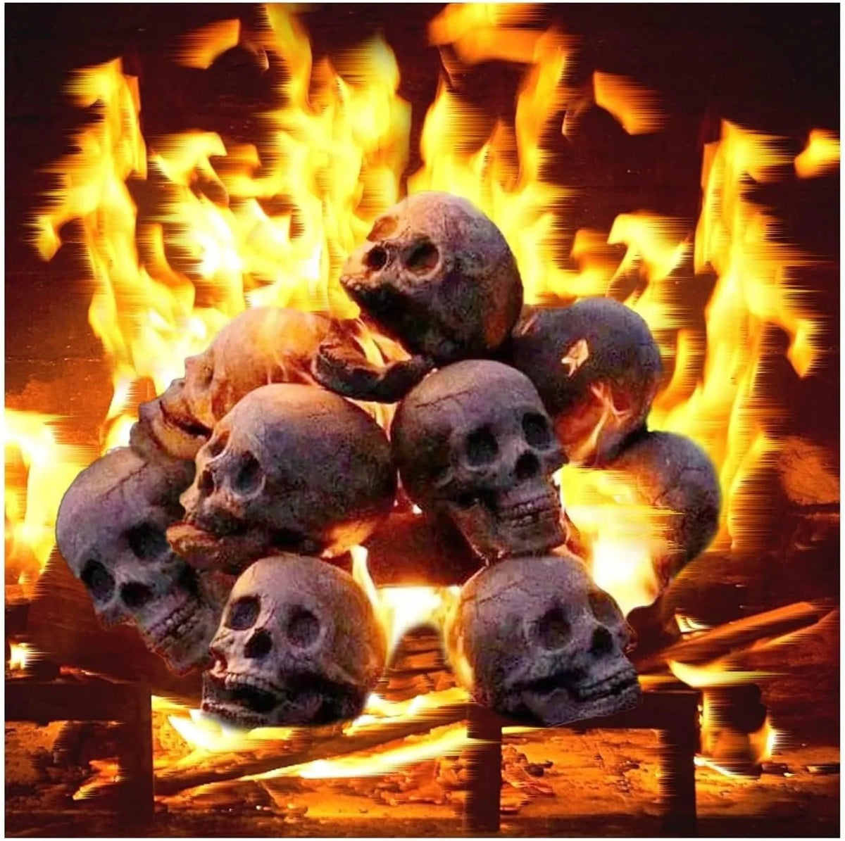 Fire Pit Skull Ceramic Hollow Flame-Through Design