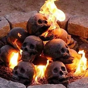 Fire Pit Skull Ceramic Hollow Flame-Through Design