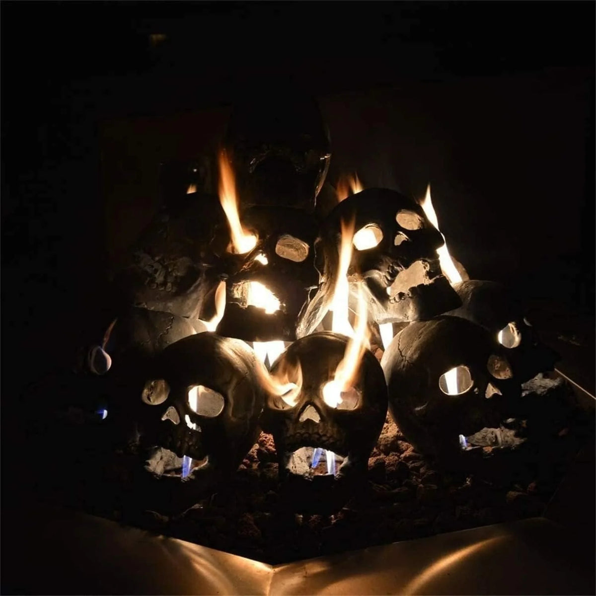 Fire Pit Skull Ceramic Hollow Flame-Through Design
