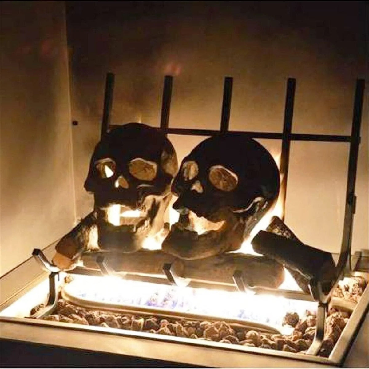 Fire Pit Skull Ceramic Hollow Flame-Through Design