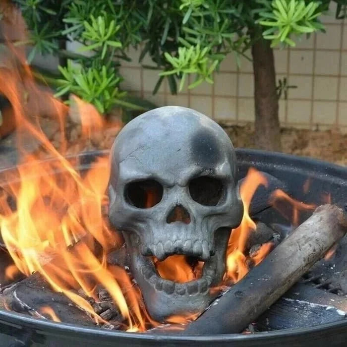Fire Pit Skull Ceramic Hollow Flame-Through Design