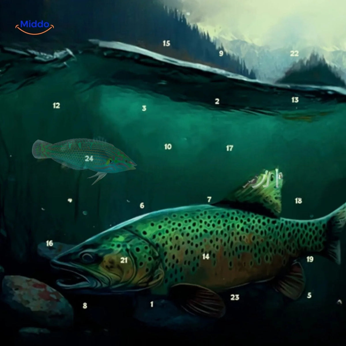 Fishing Advent Calendar 24 Accessories Reusable Wall Calendar