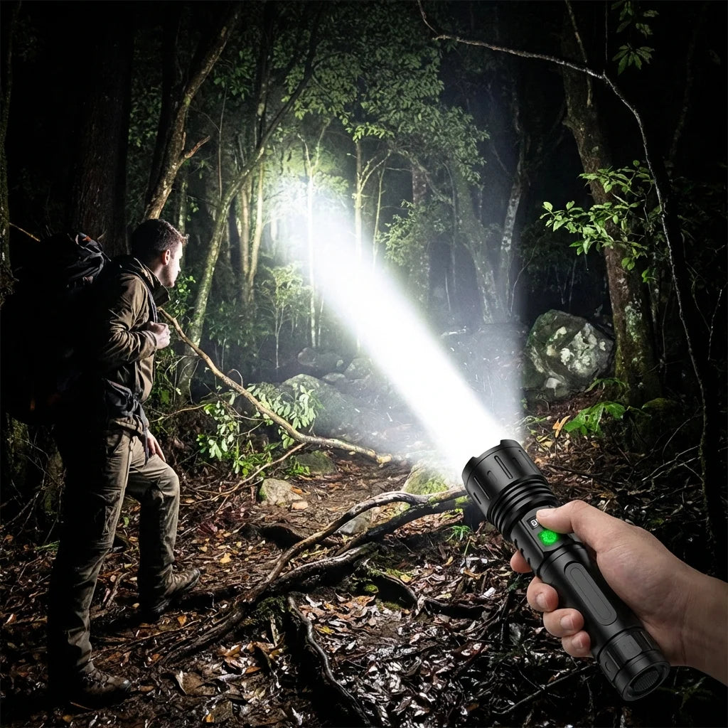 Flashlight Adjustable Focus LCD Battery Display USB-C Power Bank