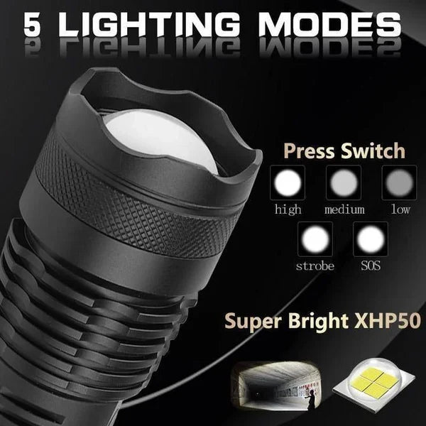 Flashlight Adjustable Zoom USB Rechargeable