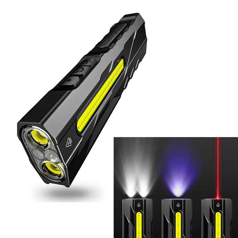 Flashlight Multi-Light UV & Red Laser USB-C Rechargeable Magnetic Tail
