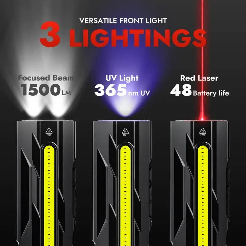Flashlight Multi-Light UV & Red Laser USB-C Rechargeable Magnetic Tail