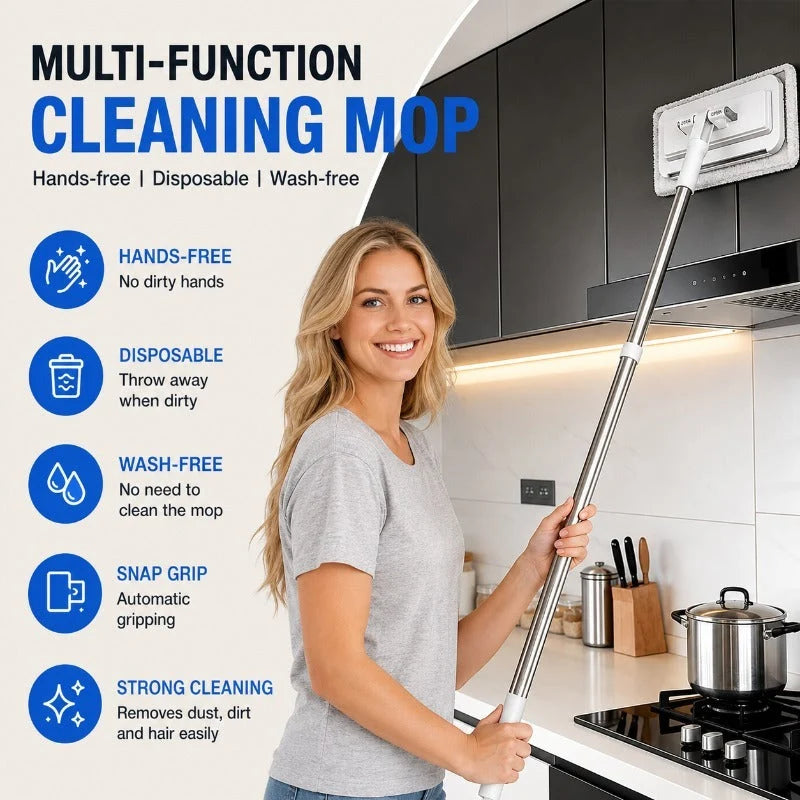 Flat Mop One-Touch Cloth Release 360° Swivel Head