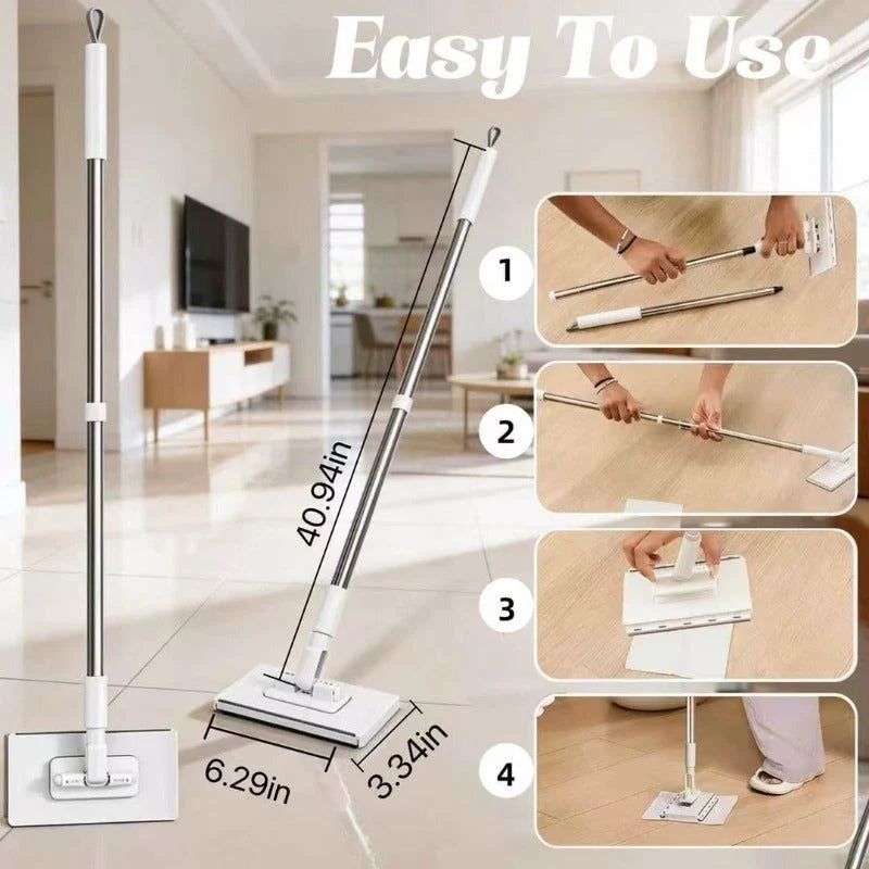 Flat Mop One-Touch Cloth Release 360° Swivel Head