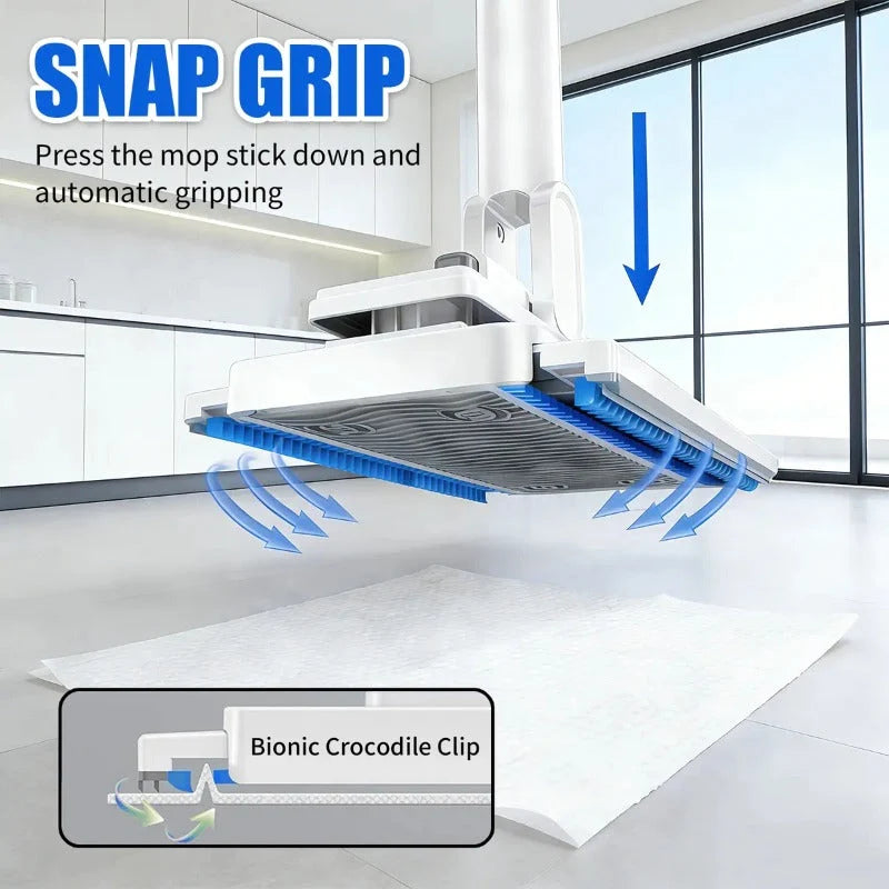 Flat Mop One-Touch Cloth Release 360° Swivel Head